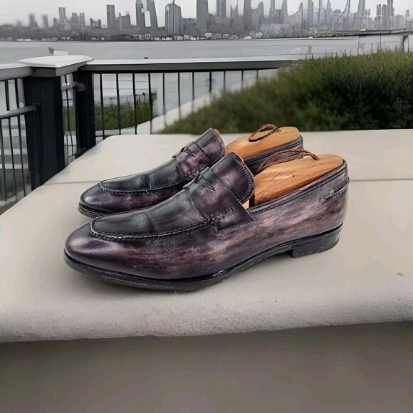 MAGNANNI THE MAINE DRESS LOAFERS US 8.5 M REED BROWN DISTRESSED SLIP-ON SHOES - Picture 1 of 13